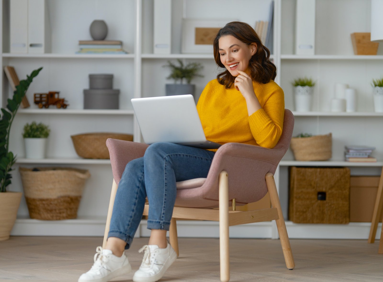 woman using laptop